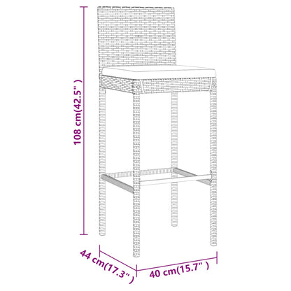 7-tlg. Gartenbar-Set mit Kissen Schwarz Poly Rattan