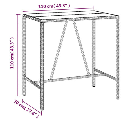 5-tlg. Gartenbar-Set mit Kissen Grau Poly Rattan