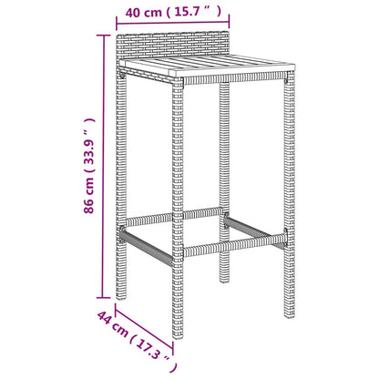 5-tlg. Gartenbar-Set Grau Poly Rattan & Massivholz Akazie