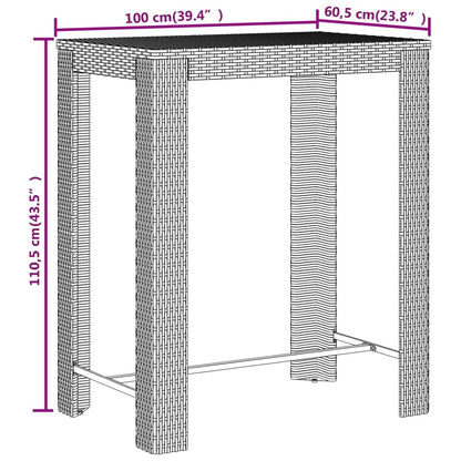 5-tlg. Gartenbar-Set Schwarz Poly Rattan & Massivholz Akazie