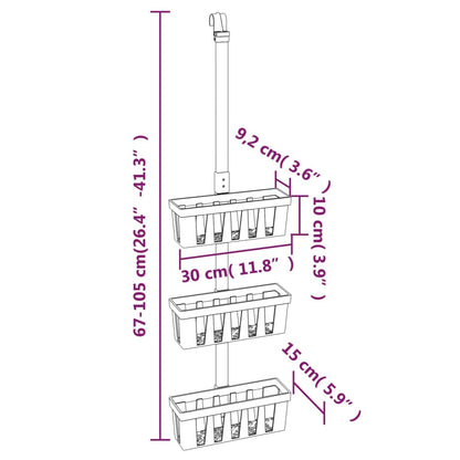 Duschregal zum Hängen 30x15x(67-105) cm Aluminium