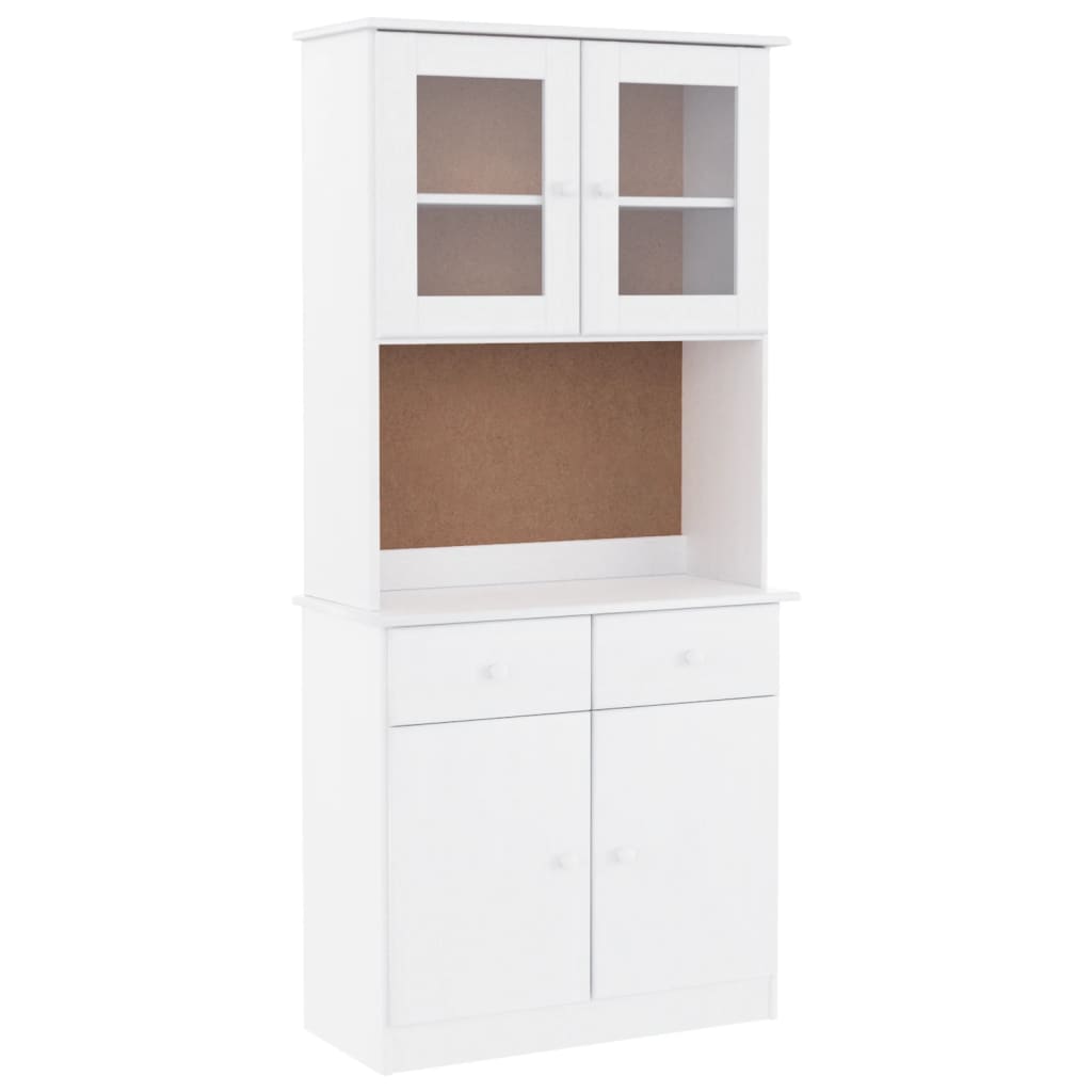 Highboard ALTA Weiß 77x35x165 cm Massivholz Kiefer