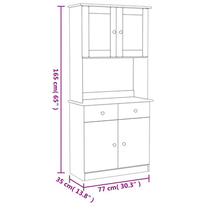 Highboard ALTA Weiß 77x35x165 cm Massivholz Kiefer