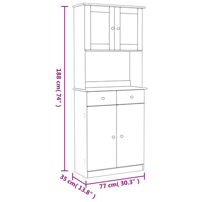 Highboard ALTA Weiß 77x35x188 cm Massivholz Kiefer