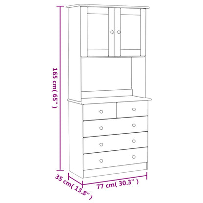 Highboard ALTA Weiß 77x35x165 cm Massivholz Kiefer