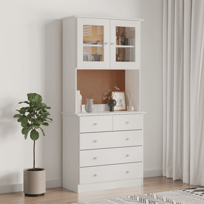 Highboard ALTA Weiß 77x35x165 cm Massivholz Kiefer