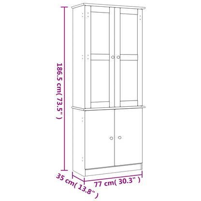 Vitrinenschrank ALTA 77x35x186,5 cm Massivholz Kiefer