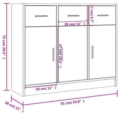 Sideboard Schwarz 91x28x75 cm Holzwerkstoff