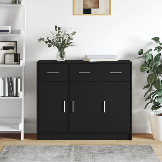 Sideboard Schwarz 91x28x75 cm Holzwerkstoff