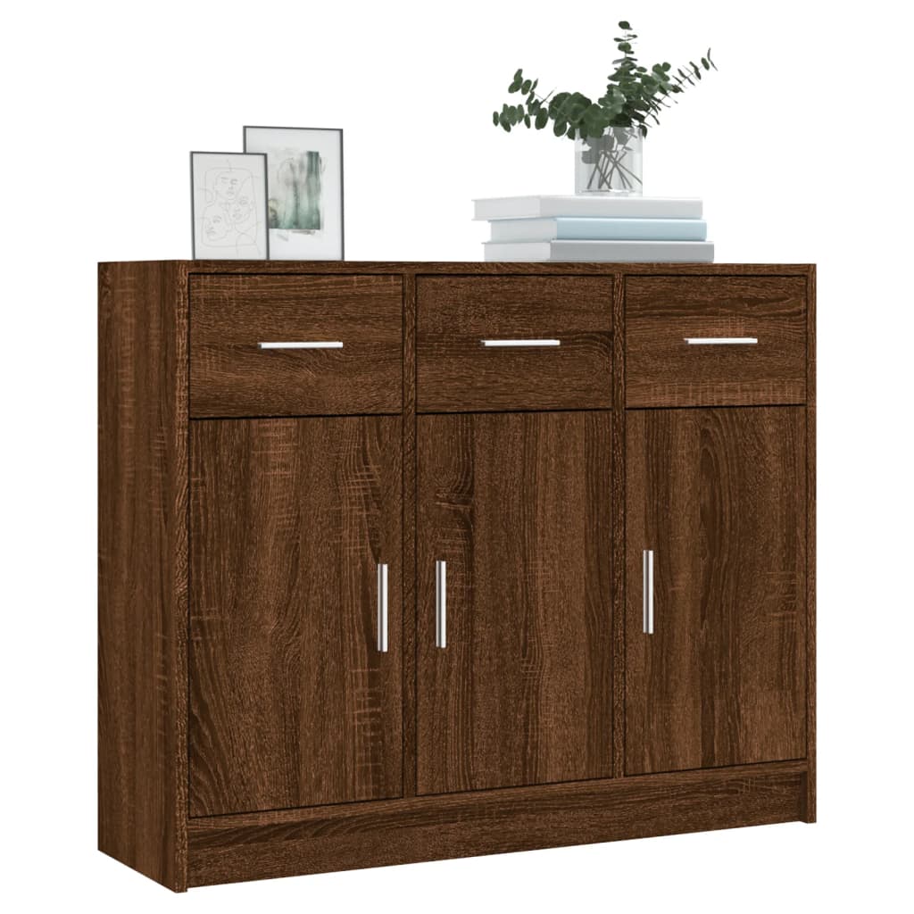 Sideboard Braun Eichen-Optik 91x28x75 cm Holzwerkstoff