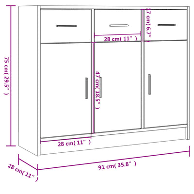 Sideboard Braun Eichen-Optik 91x28x75 cm Holzwerkstoff