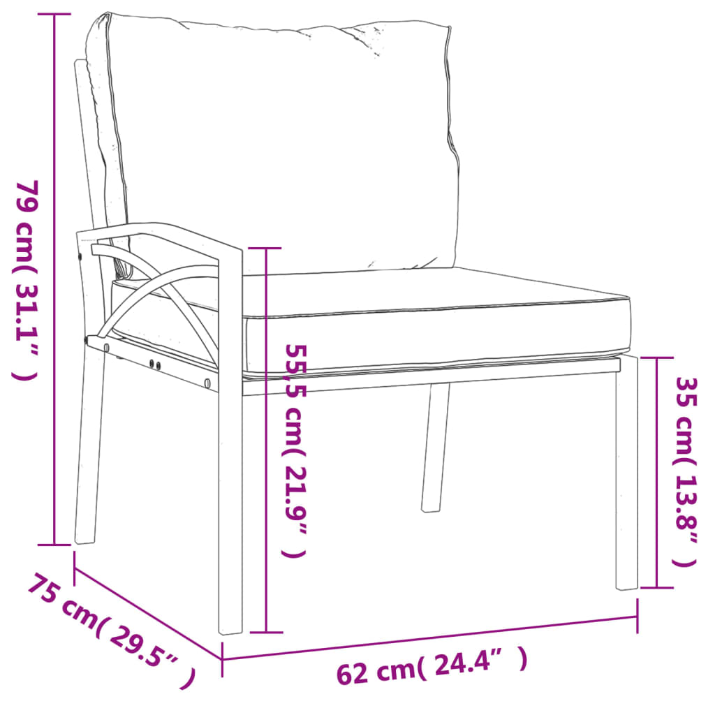 7-tlg. Garten-Lounge-Set mit Grauen Kissen Stahl