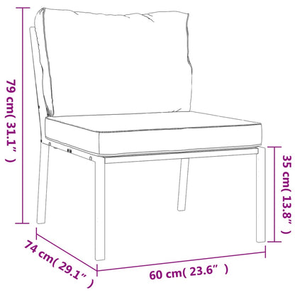 5-tlg. Garten-Lounge-Set mit Grauen Kissen Stahl