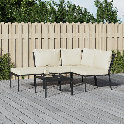 5-tlg. Garten-Lounge-Set mit Sandfarbigen Kissen Stahl