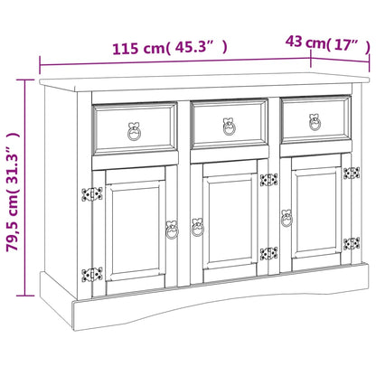 Sideboard Corona 115x43x79,5 cm Massivholz Mexikanische Kiefer