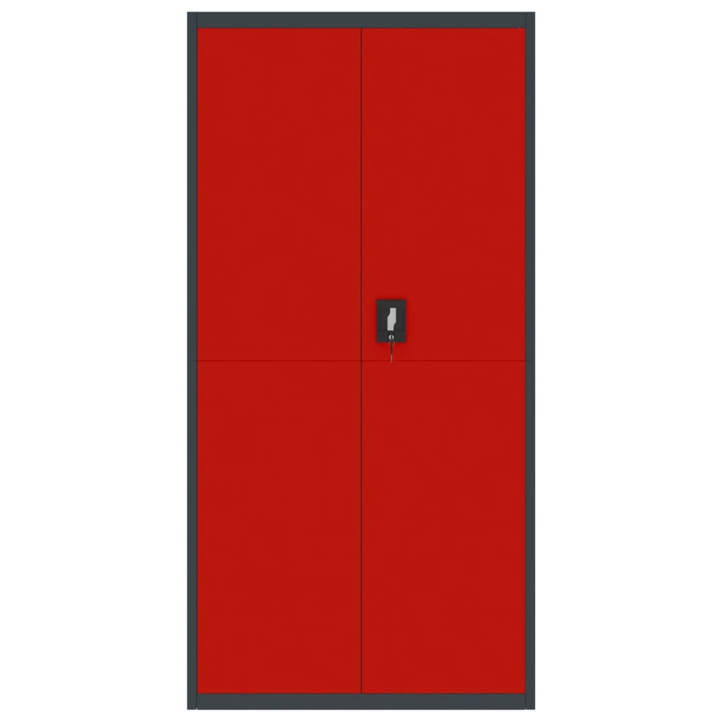 Aktenschrank Anthrazit und Rot 90x40x180 cm Stahl