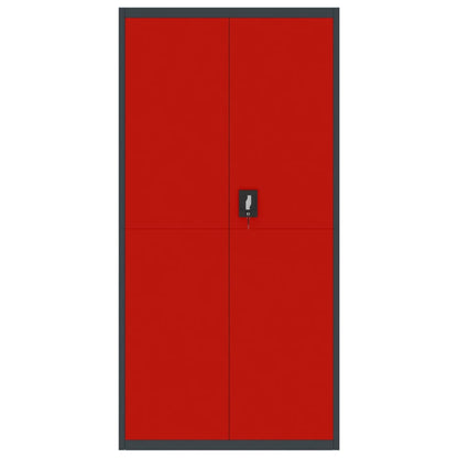 Aktenschrank Anthrazit und Rot 90x40x180 cm Stahl