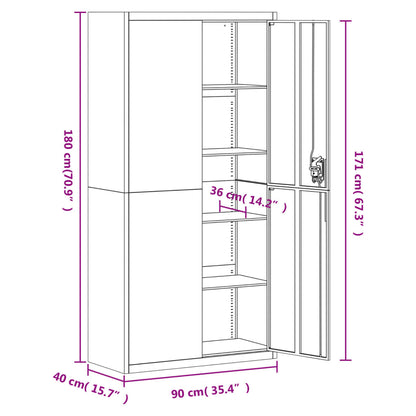 Aktenschrank Anthrazit und Rot 90x40x180 cm Stahl