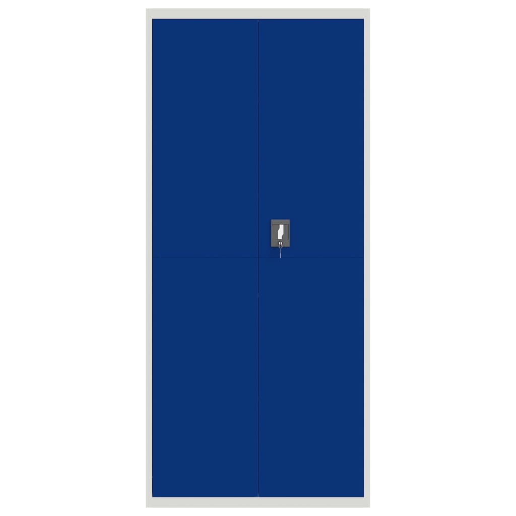 Aktenschrank Hellgrau und Blau 90x40x200 cm Stahl