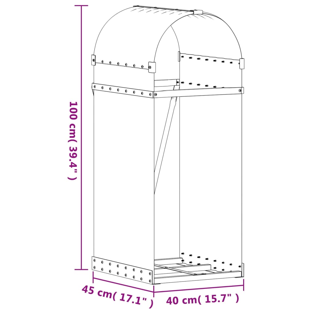 Kaminholzunterstand Grün 40x45x100 cm Verzinkter Stahl