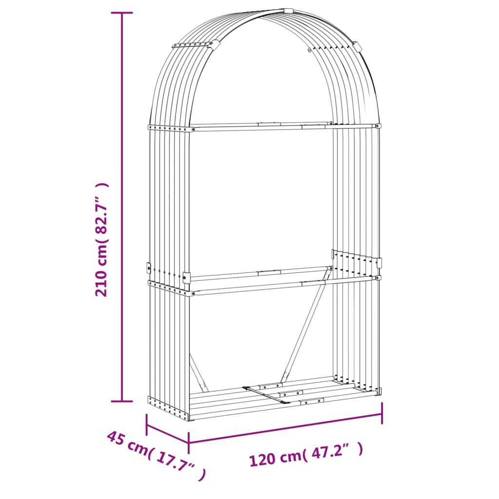 Kaminholzunterstand Grün 120x45x210 cm Verzinkter Stahl