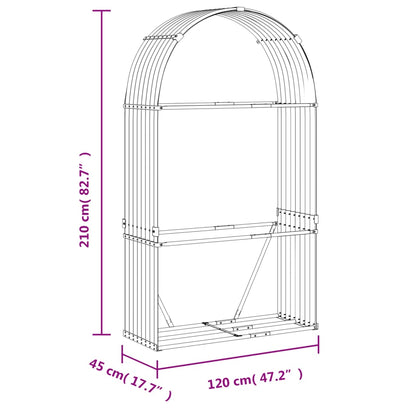 Kaminholzunterstand Grün 120x45x210 cm Verzinkter Stahl