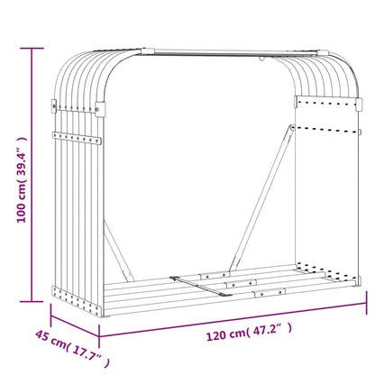 Kaminholzunterstand Grün 120x45x100 cm Verzinkter Stahl