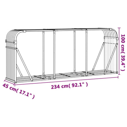 Kaminholzunterstand Grün 234x45x100 cm Verzinkter Stahl