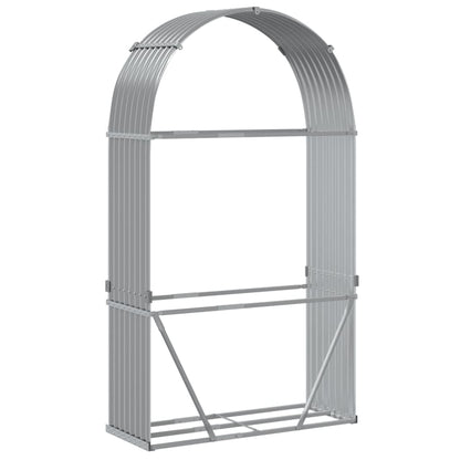 Kaminholzunterstand Hellgrau 120x45x210 cm Verzinkter Stahl