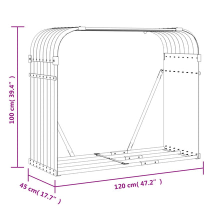 Kaminholzunterstand Hellgrau 120x45x100 cm Verzinkter Stahl