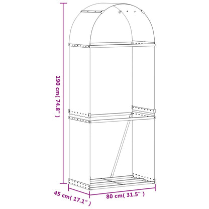 Kaminholzunterstand Anthrazit 80x45x190 cm Verzinkter Stahl