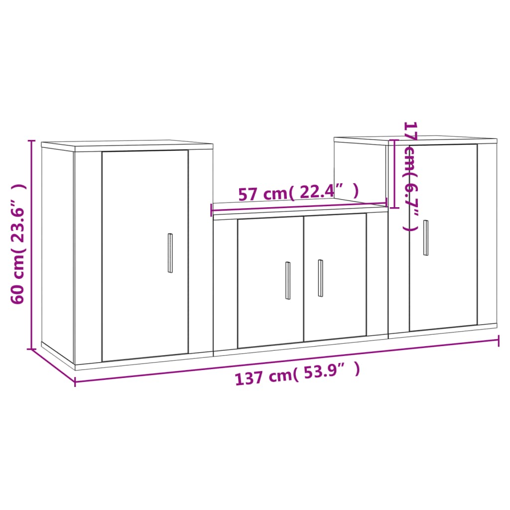 3-tlg. TV-Schrank-Set Hochglanz-Weiß Holzwerkstoff