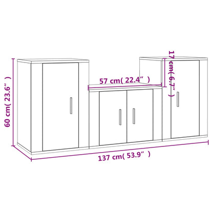 3-tlg. TV-Schrank-Set Hochglanz-Weiß Holzwerkstoff