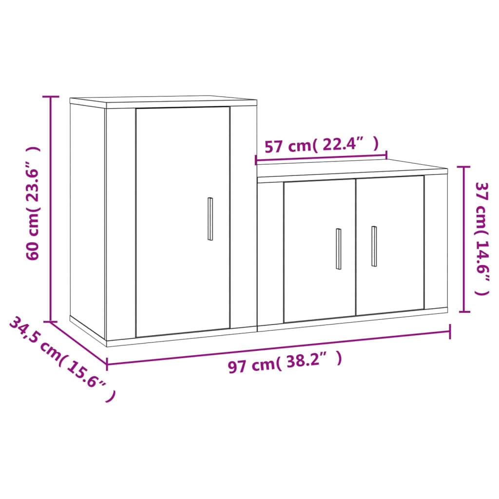 2-tlg. TV-Schrank-Set Hochglanz-Weiß Holzwerkstoff