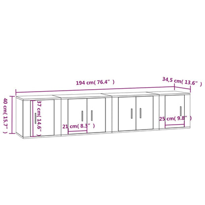 4-tlg. TV-Schrank-Set Hochglanz-Weiß Holzwerkstoff