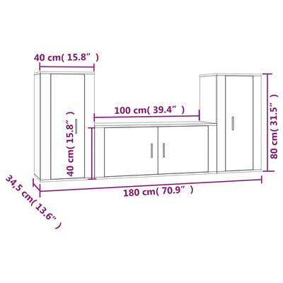 3-tlg. TV-Schrank-Set Hochglanz-Weiß Holzwerkstoff