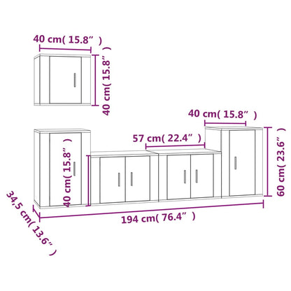 5-tlg. TV-Schrank-Set Hochglanz-Weiß Holzwerkstoff