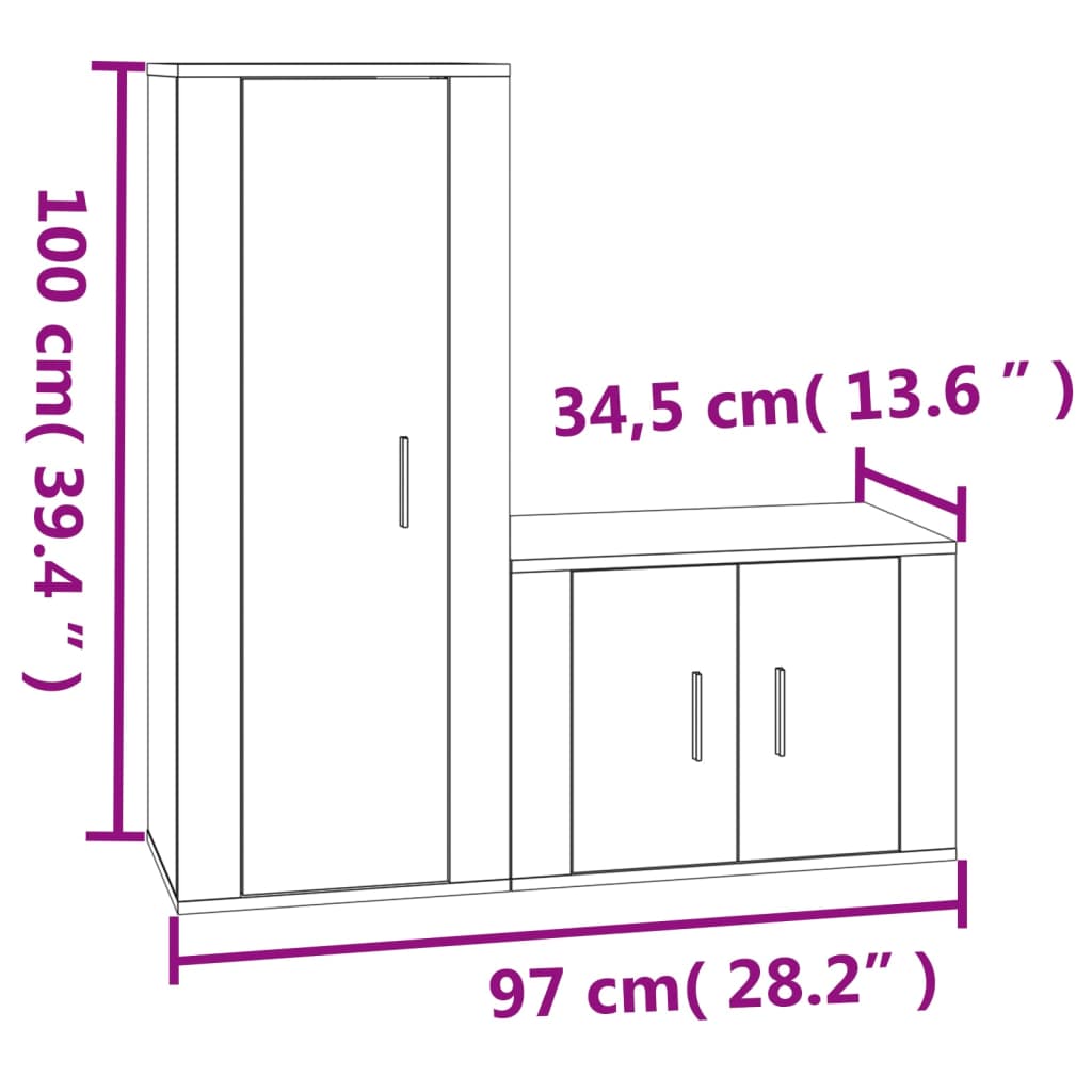 2-tlg. TV-Schrank-Set Hochglanz-Weiß Holzwerkstoff