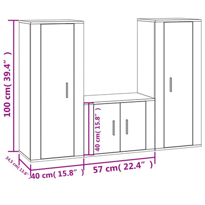 3-tlg. TV-Schrank-Set Hochglanz-Weiß Holzwerkstoff