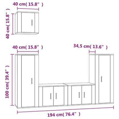 5-tlg. TV-Schrank-Set Hochglanz-Weiß Holzwerkstoff