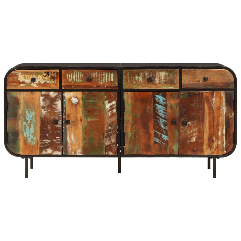 Sideboard 140x35x70 cm Altholz Massiv und Metall