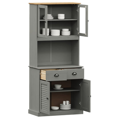 Highboard VIGO Grau 78x40x175 cm Massivholz Kiefer