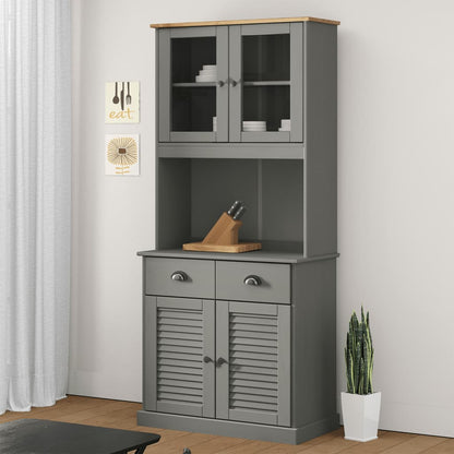 Highboard VIGO Grau 78x40x175 cm Massivholz Kiefer