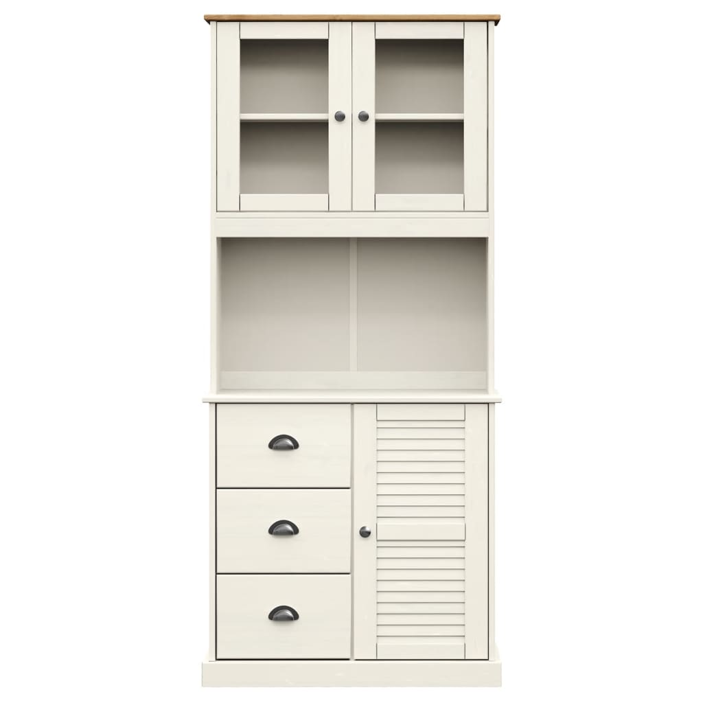 Highboard VIGO Weiß 78x40x175 cm Massivholz Kiefer