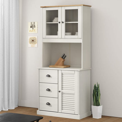 Highboard VIGO Weiß 78x40x175 cm Massivholz Kiefer