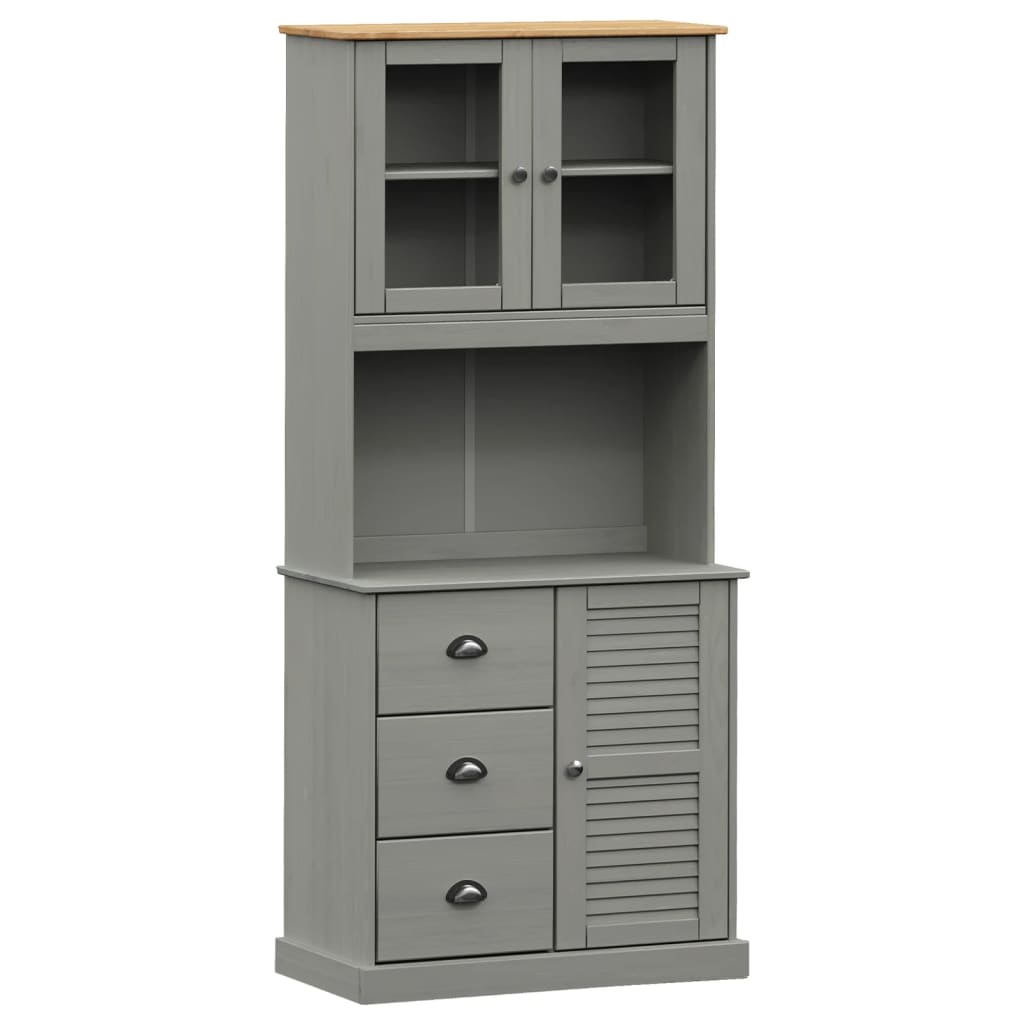 Highboard VIGO Grau 78x40x175 cm Massivholz Kiefer