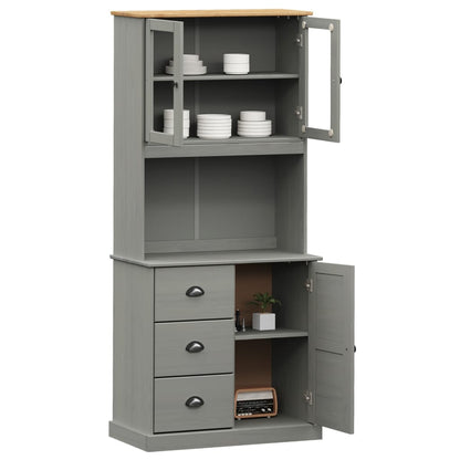 Highboard VIGO Grau 78x40x175 cm Massivholz Kiefer