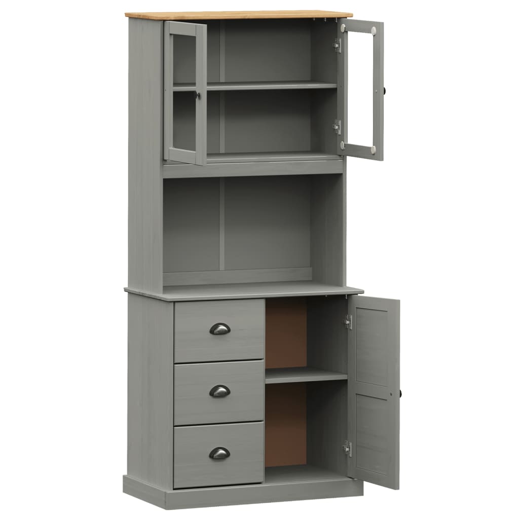 Highboard VIGO Grau 78x40x175 cm Massivholz Kiefer