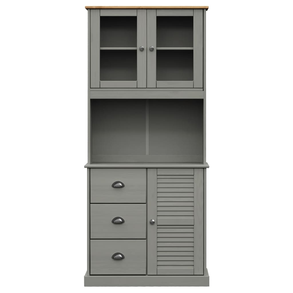 Highboard VIGO Grau 78x40x175 cm Massivholz Kiefer