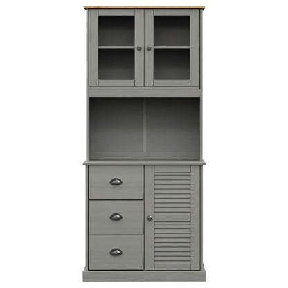 Highboard VIGO Grau 78x40x175 cm Massivholz Kiefer